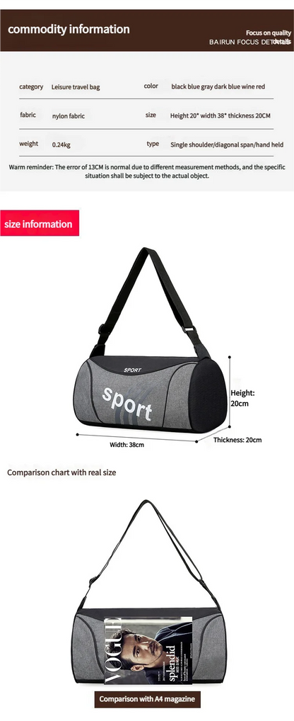 Waterproof Gym Bag – Portable Storage Crossbody Yoga Fitness Sports Carrier - ZOOMNSTORE