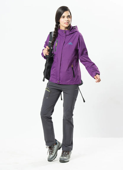 Waterproof Hiking Jacket - Women's Breathable Windproof Camping Coat With Adjustable Hood - ZOOMNSTORE
