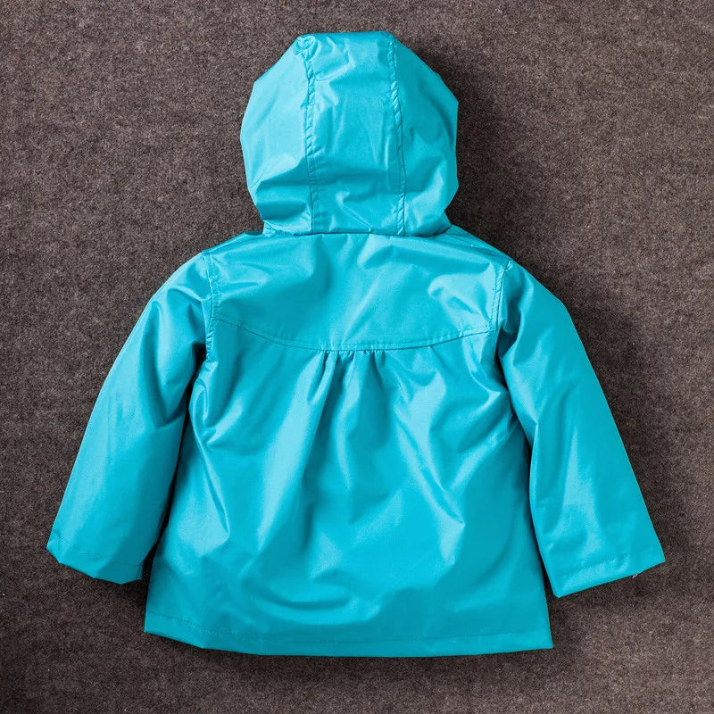 Girls Waterproof Windcoat - Autumn Casual Flower Print Hoodie Jacket - ZOOMNSTORE