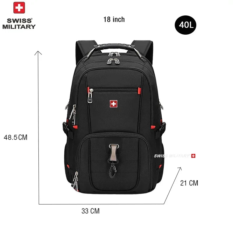 Waterproof 17 Swiss Laptop Backpack - USB Charging Multifunctional Rucksack for School Hiking Travel - ZOOMNSTORE