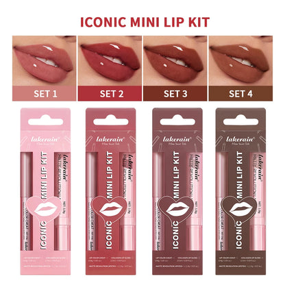Waterproof Lipstick  Lipliner Set - Long Lasting Matte Mini Makeup 3pcs - ZOOMNSTORE