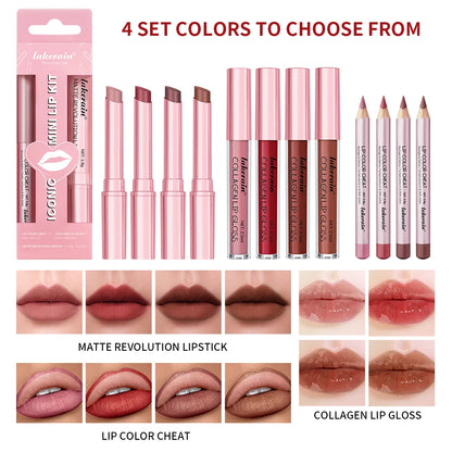 Waterproof Lipstick  Lipliner Set - Long Lasting Matte Mini Makeup 3pcs - ZOOMNSTORE