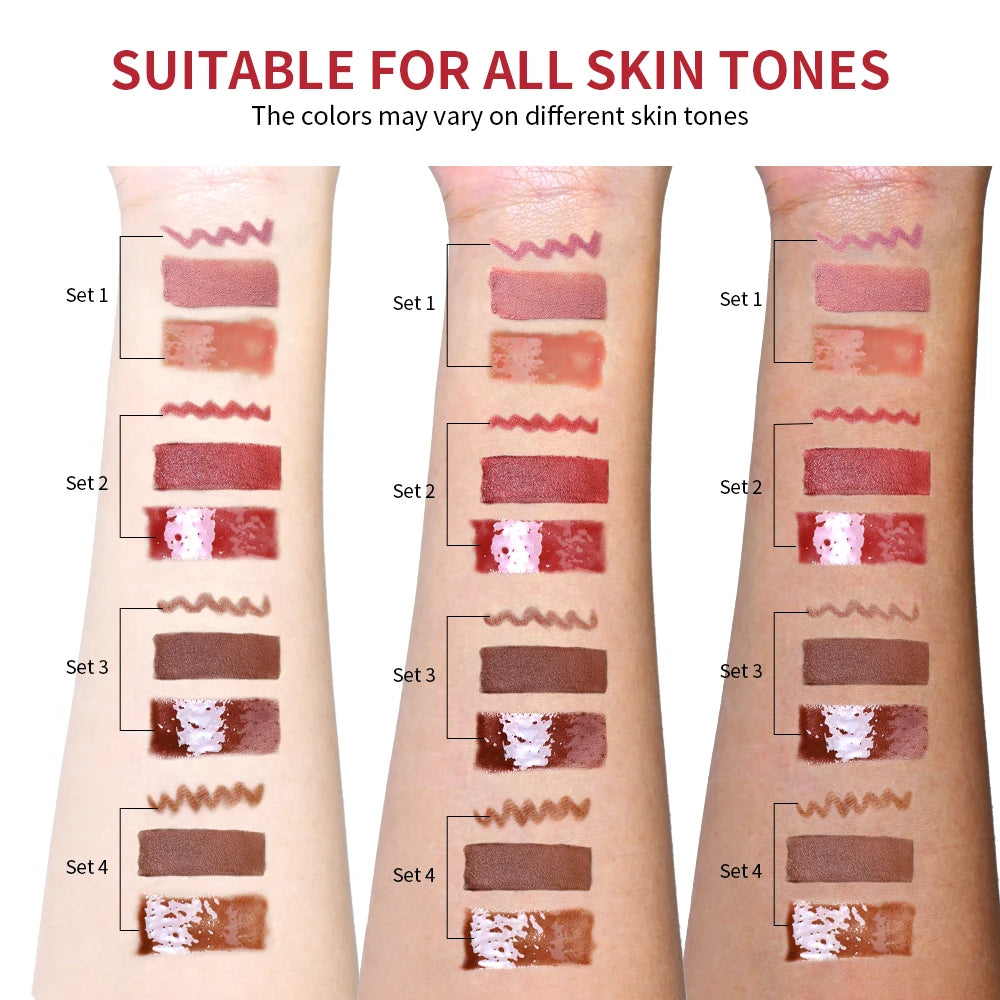 Waterproof Lipstick  Lipliner Set - Long Lasting Matte Mini Makeup 3pcs - ZOOMNSTORE