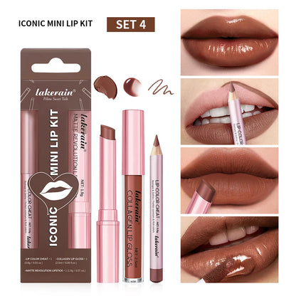 Waterproof Lipstick  Lipliner Set - Long Lasting Matte Mini Makeup 3pcs - ZOOMNSTORE