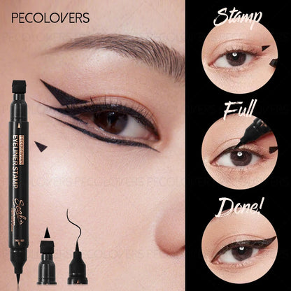 Waterproof Liquid Eyeliner – 2 in 1 Winged Stamp & Double Ended Black Seal Pen - ZOOMNSTORE