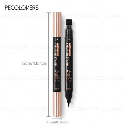 Waterproof Liquid Eyeliner – 2 in 1 Winged Stamp & Double Ended Black Seal Pen - ZOOMNSTORE
