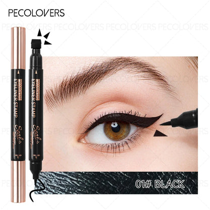 Waterproof Liquid Eyeliner – 2 in 1 Winged Stamp & Double Ended Black Seal Pen - ZOOMNSTORE