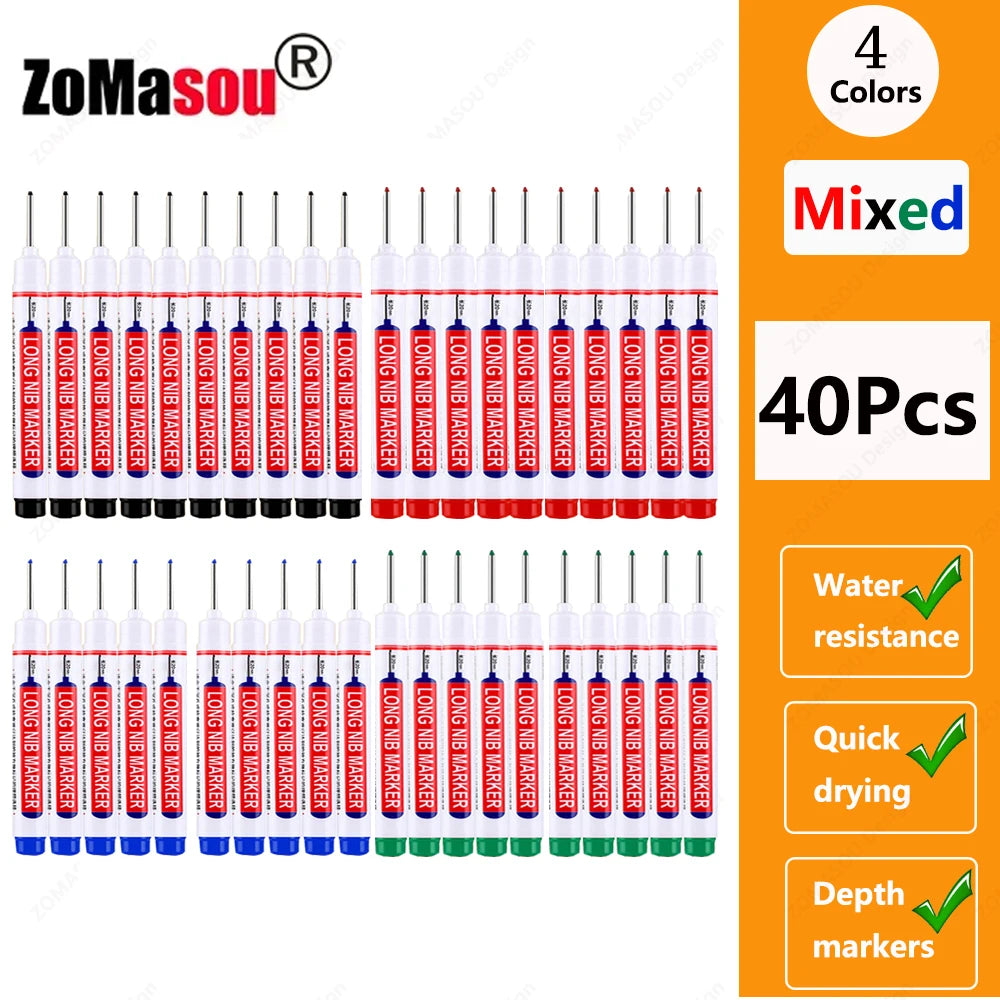 1-100Pcs 2cm Waterproof Long Head Markers Deep Hole Marker Pen for Metal Carpenter Red/Black/Blue/Green Ink Woodworking Tools - ZOOMNSTORE