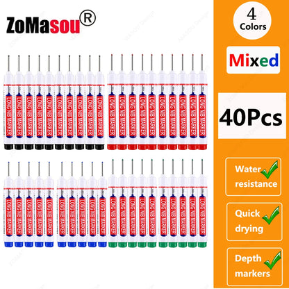 1-100Pcs 2cm Waterproof Long Head Markers Deep Hole Marker Pen for Metal Carpenter Red/Black/Blue/Green Ink Woodworking Tools - ZOOMNSTORE
