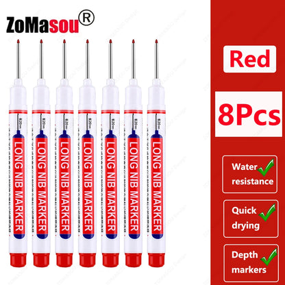1-100Pcs 2cm Waterproof Long Head Markers Deep Hole Marker Pen for Metal Carpenter Red/Black/Blue/Green Ink Woodworking Tools - ZOOMNSTORE