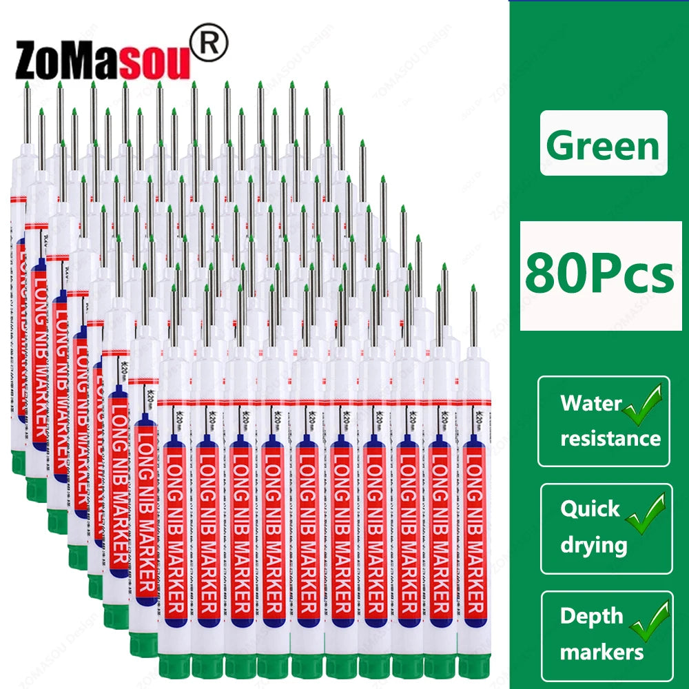 1-100Pcs 2cm Waterproof Long Head Markers Deep Hole Marker Pen for Metal Carpenter Red/Black/Blue/Green Ink Woodworking Tools - ZOOMNSTORE