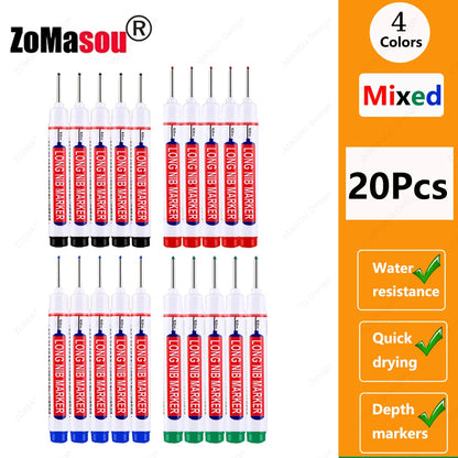 1-100Pcs 2cm Waterproof Long Head Markers Deep Hole Marker Pen for Metal Carpenter Red/Black/Blue/Green Ink Woodworking Tools - ZOOMNSTORE