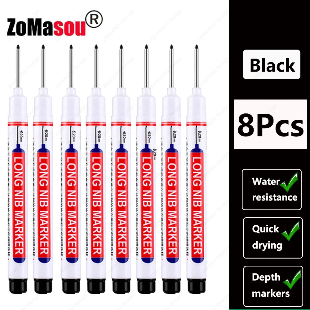 1-100Pcs 2cm Waterproof Long Head Markers Deep Hole Marker Pen for Metal Carpenter Red/Black/Blue/Green Ink Woodworking Tools - ZOOMNSTORE