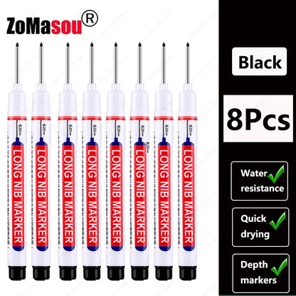 1-100Pcs 2cm Waterproof Long Head Markers Deep Hole Marker Pen for Metal Carpenter Red/Black/Blue/Green Ink Woodworking Tools - ZOOMNSTORE