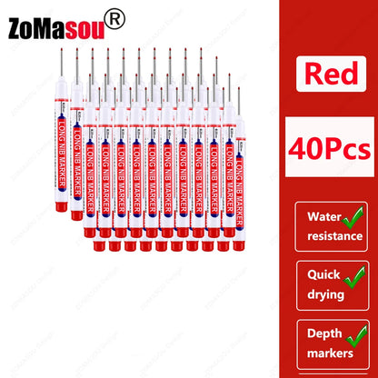 1-100Pcs 2cm Waterproof Long Head Markers Deep Hole Marker Pen for Metal Carpenter Red/Black/Blue/Green Ink Woodworking Tools - ZOOMNSTORE