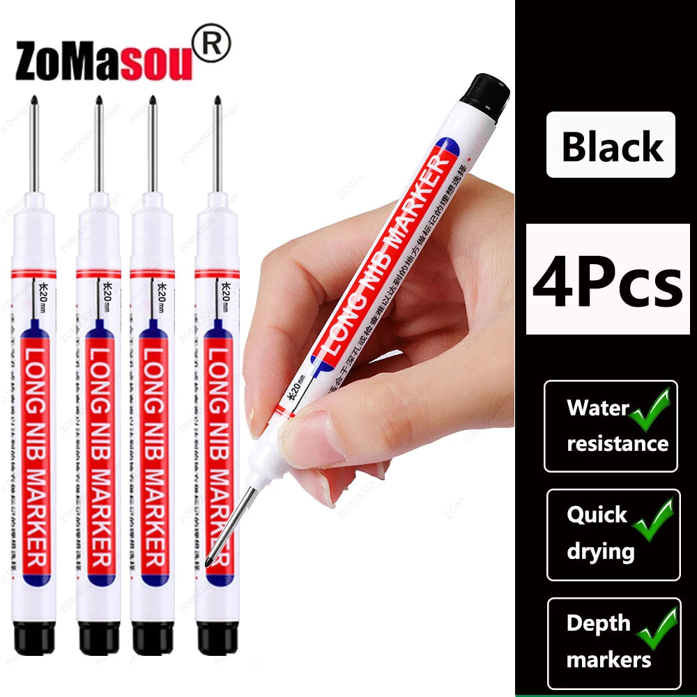 1-100Pcs 2cm Waterproof Long Head Markers Deep Hole Marker Pen for Metal Carpenter Red/Black/Blue/Green Ink Woodworking Tools - ZOOMNSTORE