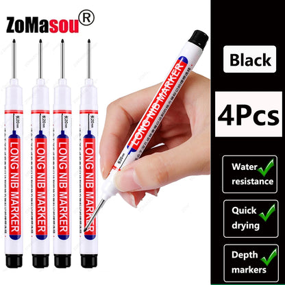 1-100Pcs 2cm Waterproof Long Head Markers Deep Hole Marker Pen for Metal Carpenter Red/Black/Blue/Green Ink Woodworking Tools - ZOOMNSTORE