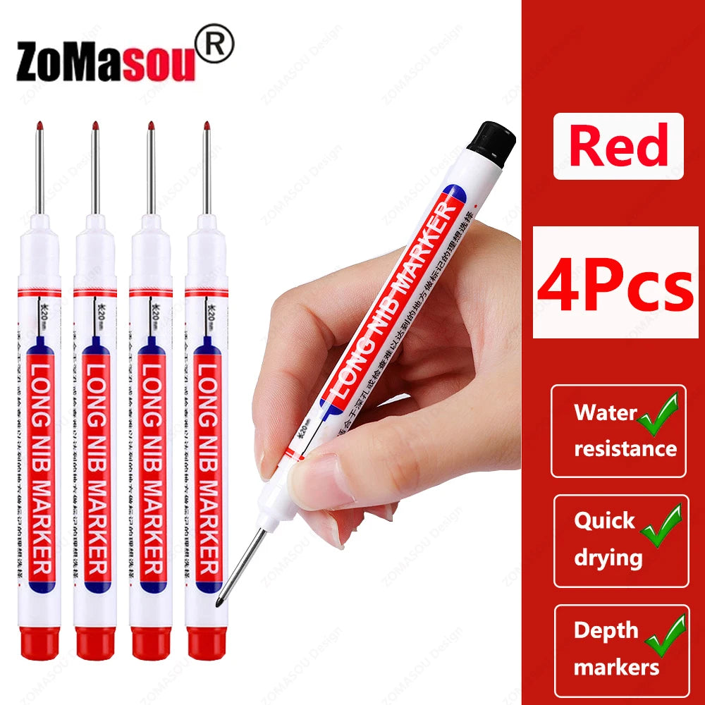 1-100Pcs 2cm Waterproof Long Head Markers Deep Hole Marker Pen for Metal Carpenter Red/Black/Blue/Green Ink Woodworking Tools - ZOOMNSTORE