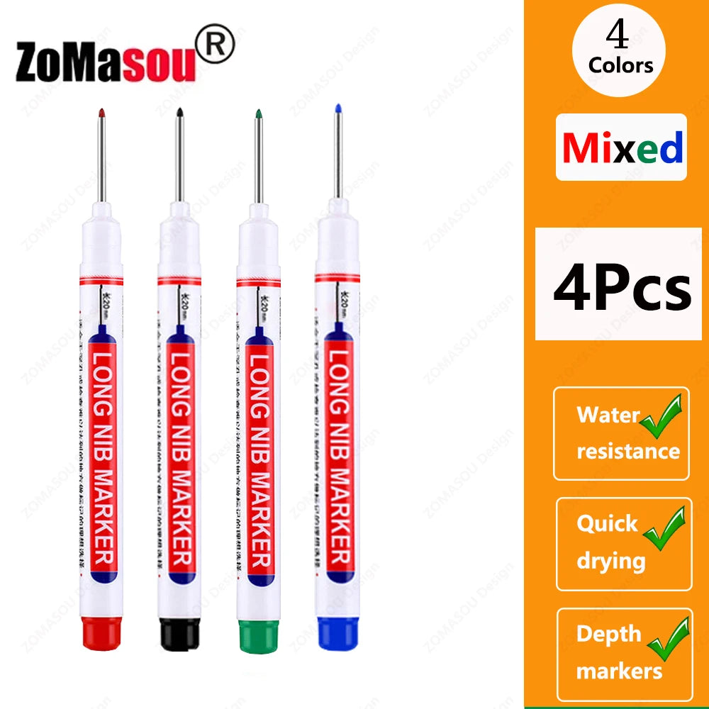 1-100Pcs 2cm Waterproof Long Head Markers Deep Hole Marker Pen for Metal Carpenter Red/Black/Blue/Green Ink Woodworking Tools - ZOOMNSTORE