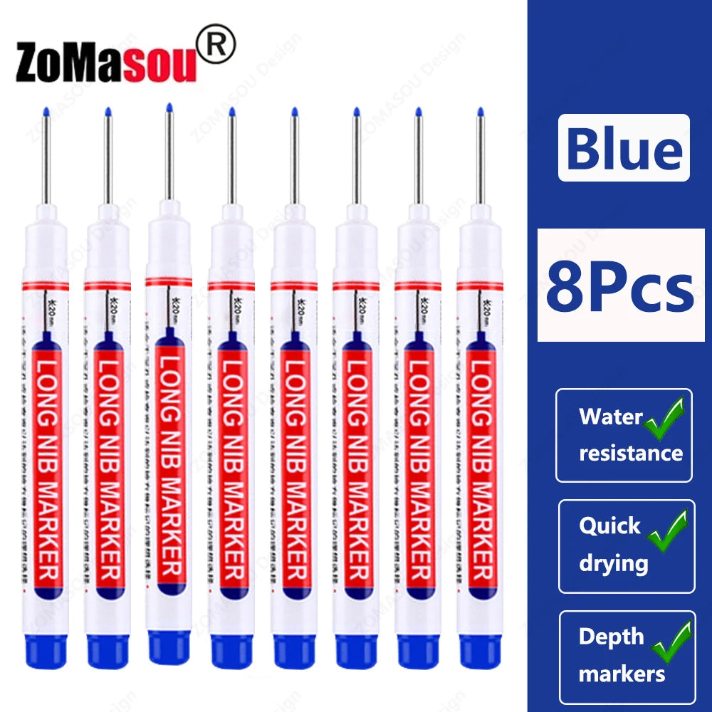 1-100Pcs 2cm Waterproof Long Head Markers Deep Hole Marker Pen for Metal Carpenter Red/Black/Blue/Green Ink Woodworking Tools - ZOOMNSTORE