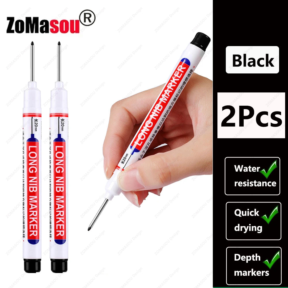 1-100Pcs 2cm Waterproof Long Head Markers Deep Hole Marker Pen for Metal Carpenter Red/Black/Blue/Green Ink Woodworking Tools - ZOOMNSTORE