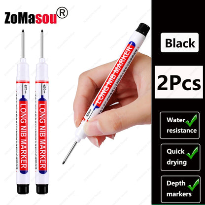 1-100Pcs 2cm Waterproof Long Head Markers Deep Hole Marker Pen for Metal Carpenter Red/Black/Blue/Green Ink Woodworking Tools - ZOOMNSTORE