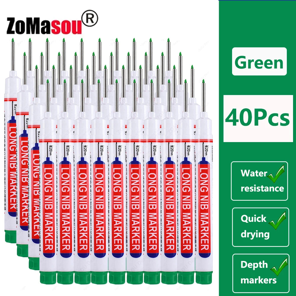 1-100Pcs 2cm Waterproof Long Head Markers Deep Hole Marker Pen for Metal Carpenter Red/Black/Blue/Green Ink Woodworking Tools - ZOOMNSTORE