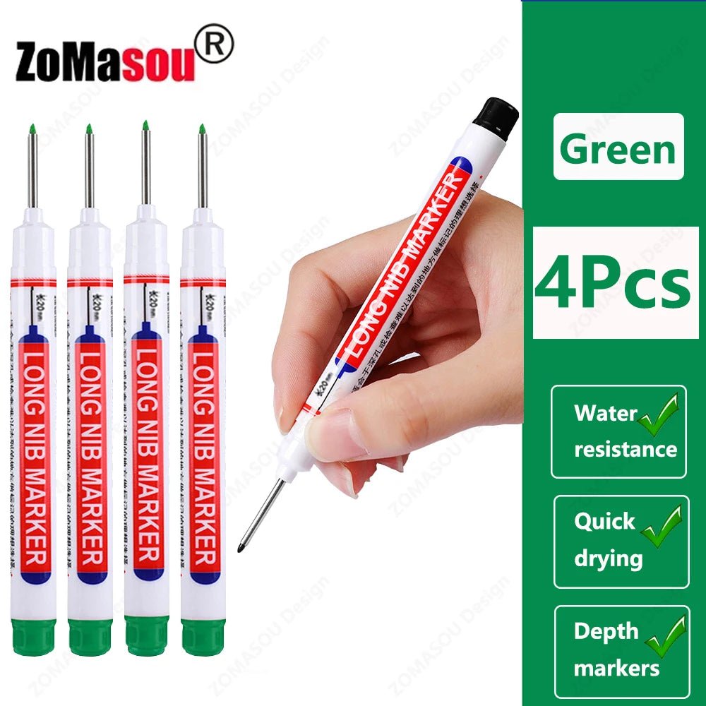 1-100Pcs 2cm Waterproof Long Head Markers Deep Hole Marker Pen for Metal Carpenter Red/Black/Blue/Green Ink Woodworking Tools - ZOOMNSTORE