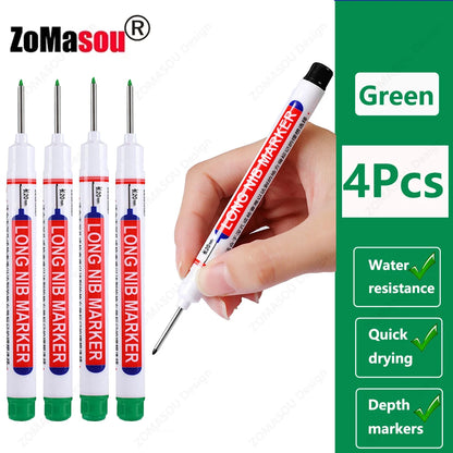 1-100Pcs 2cm Waterproof Long Head Markers Deep Hole Marker Pen for Metal Carpenter Red/Black/Blue/Green Ink Woodworking Tools - ZOOMNSTORE
