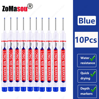 1-100Pcs 2cm Waterproof Long Head Markers Deep Hole Marker Pen for Metal Carpenter Red/Black/Blue/Green Ink Woodworking Tools - ZOOMNSTORE