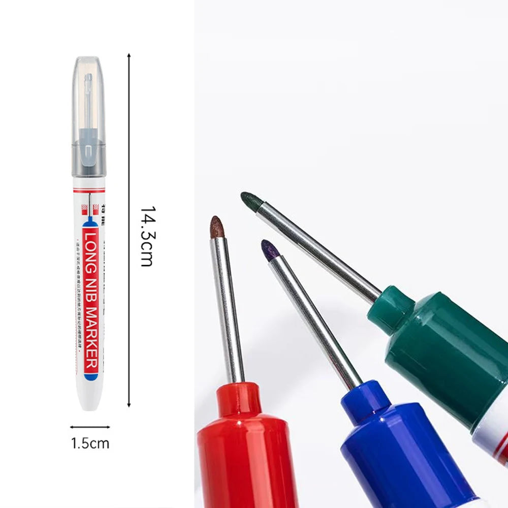4-80Pcs 2cm Waterproof Long Head Markers Deep Hole Marker Pen for Metal Carpenter Red/Black/Blue/Green Ink Woodworking Tools - ZOOMNSTORE
