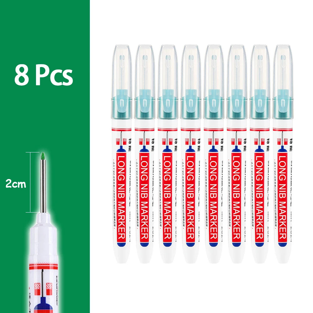 4-80Pcs 2cm Waterproof Long Head Markers Deep Hole Marker Pen for Metal Carpenter Red/Black/Blue/Green Ink Woodworking Tools - ZOOMNSTORE