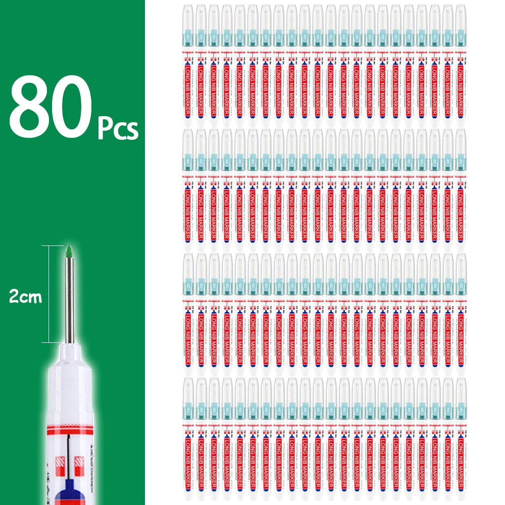 4-80Pcs 2cm Waterproof Long Head Markers Deep Hole Marker Pen for Metal Carpenter Red/Black/Blue/Green Ink Woodworking Tools - ZOOMNSTORE