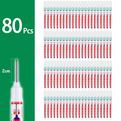 4-80Pcs 2cm Waterproof Long Head Markers Deep Hole Marker Pen for Metal Carpenter Red/Black/Blue/Green Ink Woodworking Tools - ZOOMNSTORE