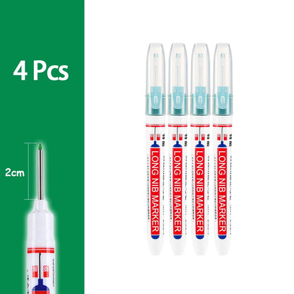 4-80Pcs 2cm Waterproof Long Head Markers Deep Hole Marker Pen for Metal Carpenter Red/Black/Blue/Green Ink Woodworking Tools - ZOOMNSTORE