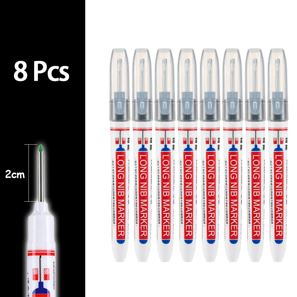 4-80Pcs 2cm Waterproof Long Head Markers Deep Hole Marker Pen for Metal Carpenter Red/Black/Blue/Green Ink Woodworking Tools - ZOOMNSTORE