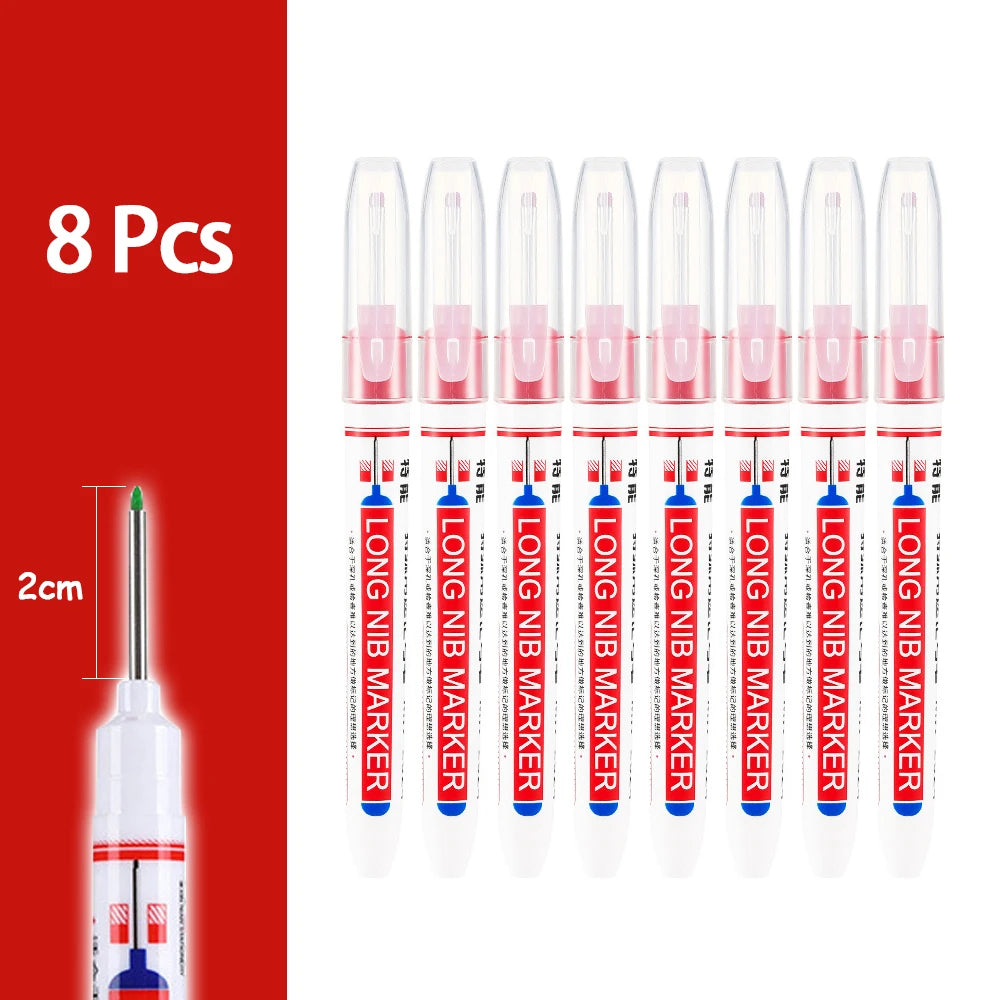 4-80Pcs 2cm Waterproof Long Head Markers Deep Hole Marker Pen for Metal Carpenter Red/Black/Blue/Green Ink Woodworking Tools - ZOOMNSTORE