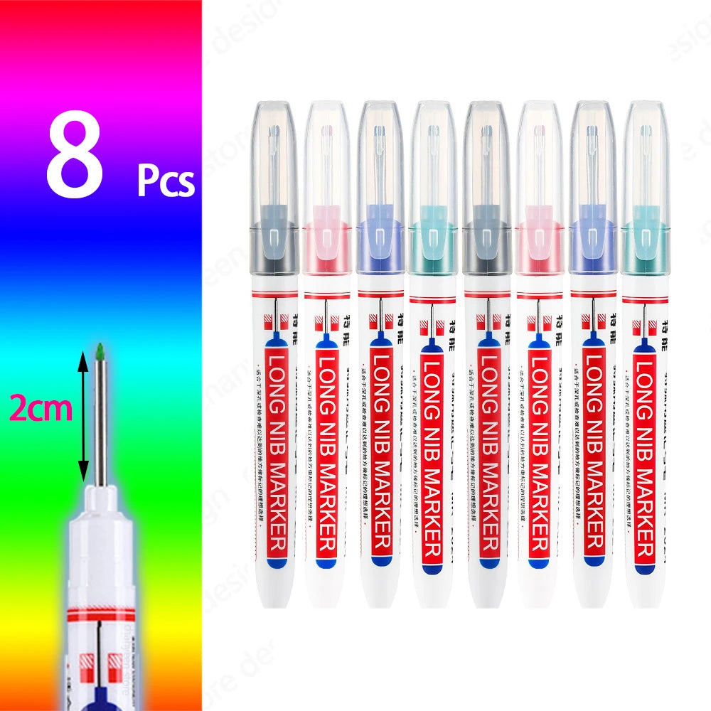 4-80Pcs 2cm Waterproof Long Head Markers Deep Hole Marker Pen for Metal Carpenter Red/Black/Blue/Green Ink Woodworking Tools - ZOOMNSTORE