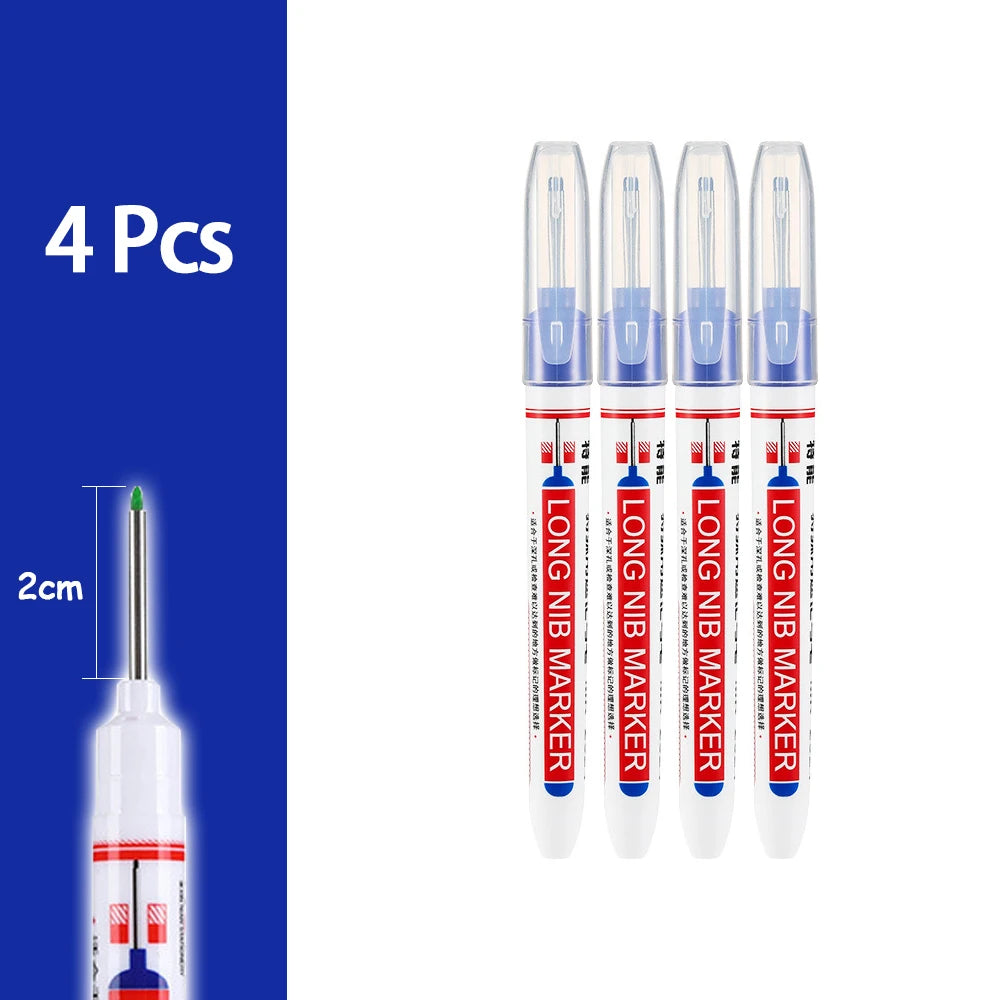4-80Pcs 2cm Waterproof Long Head Markers Deep Hole Marker Pen for Metal Carpenter Red/Black/Blue/Green Ink Woodworking Tools - ZOOMNSTORE