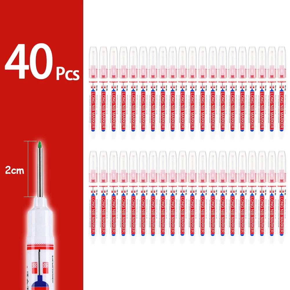 4-80Pcs 2cm Waterproof Long Head Markers Deep Hole Marker Pen for Metal Carpenter Red/Black/Blue/Green Ink Woodworking Tools - ZOOMNSTORE