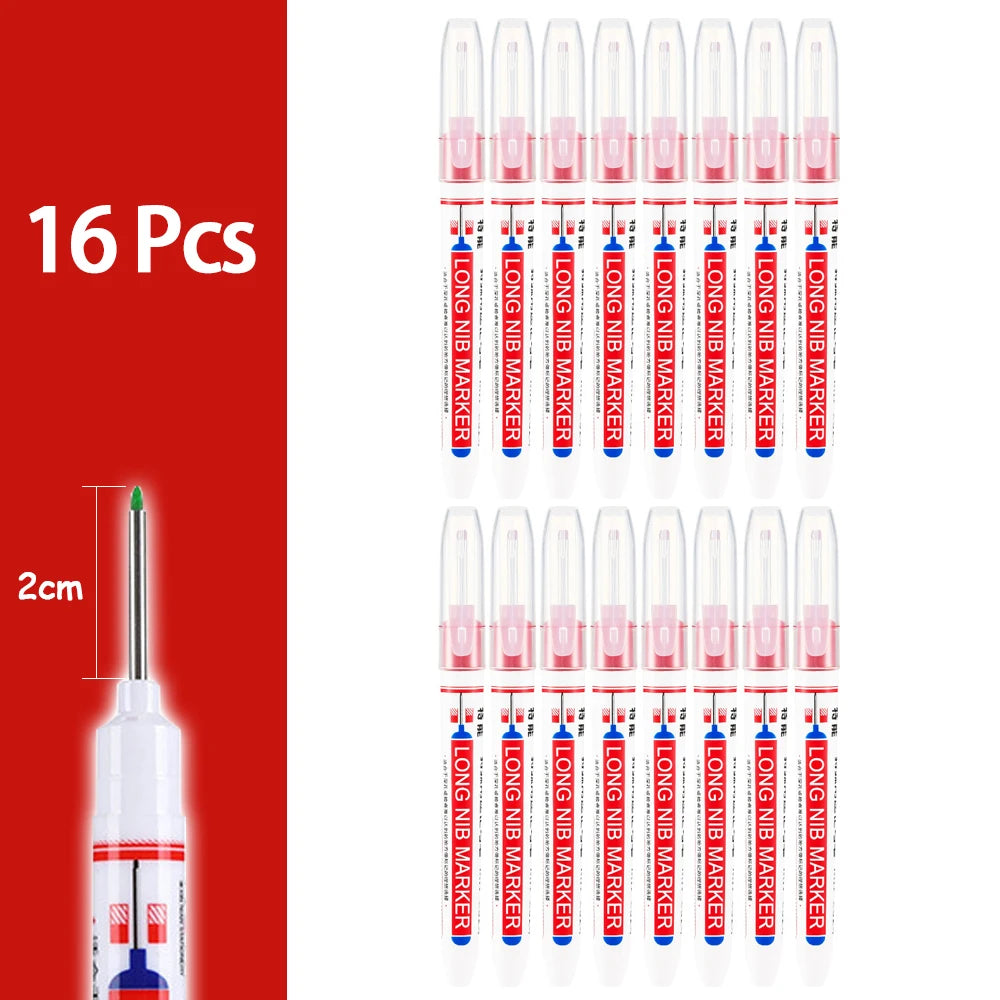 4-80Pcs 2cm Waterproof Long Head Markers Deep Hole Marker Pen for Metal Carpenter Red/Black/Blue/Green Ink Woodworking Tools - ZOOMNSTORE