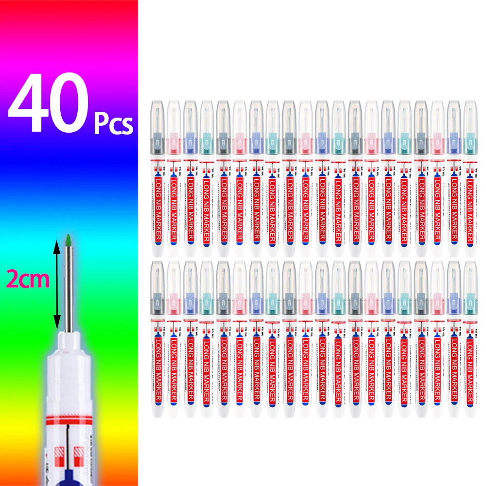 4-80Pcs 2cm Waterproof Long Head Markers Deep Hole Marker Pen for Metal Carpenter Red/Black/Blue/Green Ink Woodworking Tools - ZOOMNSTORE