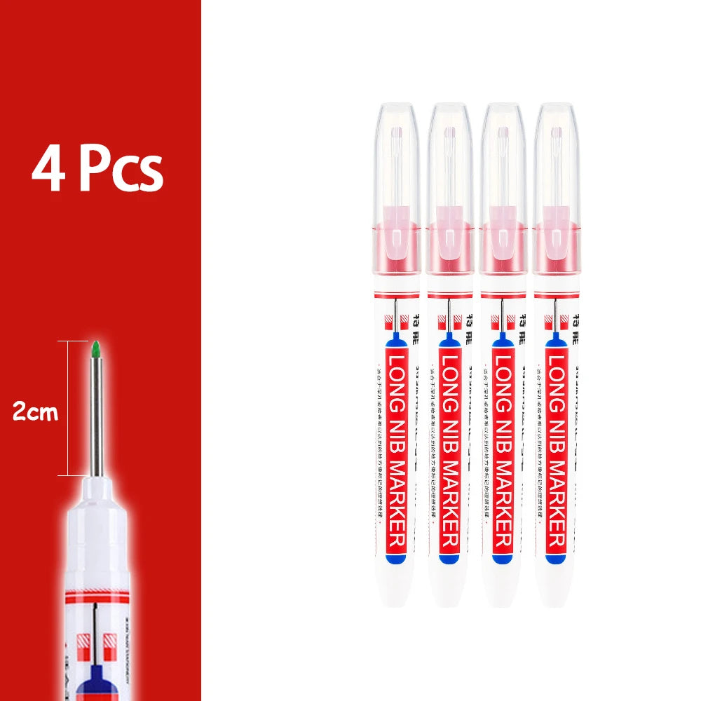 4-80Pcs 2cm Waterproof Long Head Markers Deep Hole Marker Pen for Metal Carpenter Red/Black/Blue/Green Ink Woodworking Tools - ZOOMNSTORE