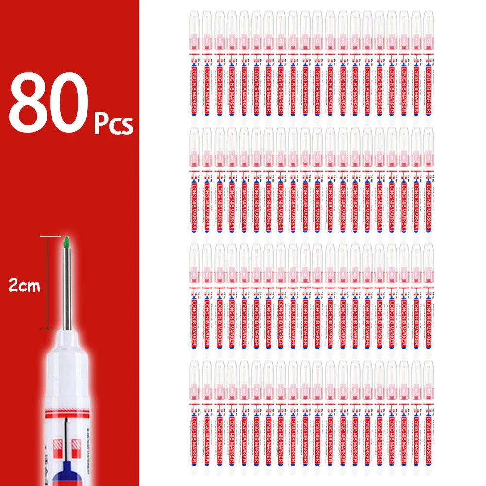 4-80Pcs 2cm Waterproof Long Head Markers Deep Hole Marker Pen for Metal Carpenter Red/Black/Blue/Green Ink Woodworking Tools - ZOOMNSTORE