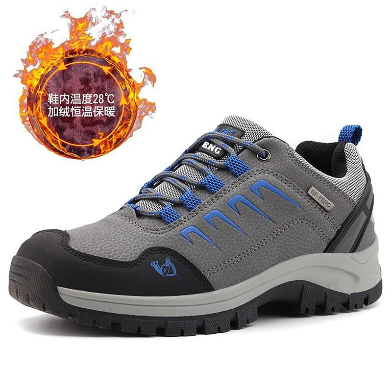 Waterproof Mens Ankle Boots - Casual Fur Hiking Sneakers for Winter - ZOOMNSTORE