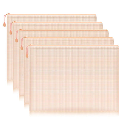 Waterproof Mesh Zipper Pouch Set - A4 Document  Pencil Case Storage Bags 5 Pcs - ZOOMNSTORE