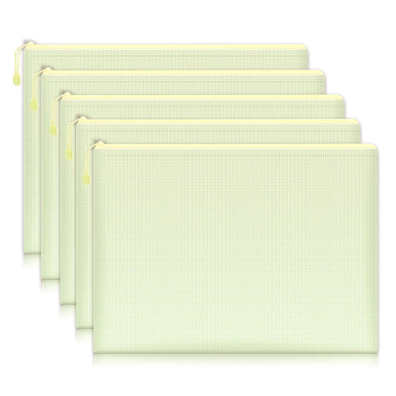 Waterproof Mesh Zipper Pouch Set - A4 Document  Pencil Case Storage Bags 5 Pcs - ZOOMNSTORE