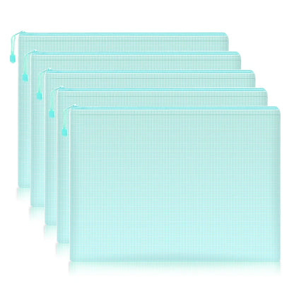 Waterproof Mesh Zipper Pouch Set - A4 Document  Pencil Case Storage Bags 5 Pcs - ZOOMNSTORE