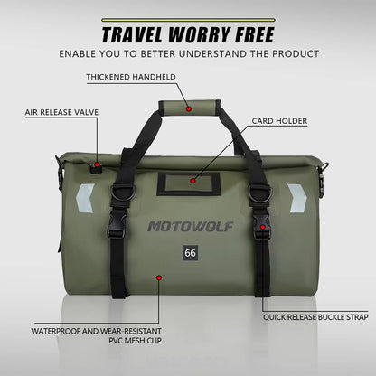 Waterproof Motorcycle Dry Bag - Reflective Duffle for Travel Hiking Camping Fishing - ZOOMNSTORE