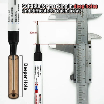 1-8Pcs 4 Colors 32mm Deep Hole Marker Pens Bathroom Waterproof Woodworking Tile Metal Multi-purpose Long Head Oil Markers Pen - ZOOMNSTORE